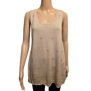 Women's Beige Sleeveless Sweater Size M